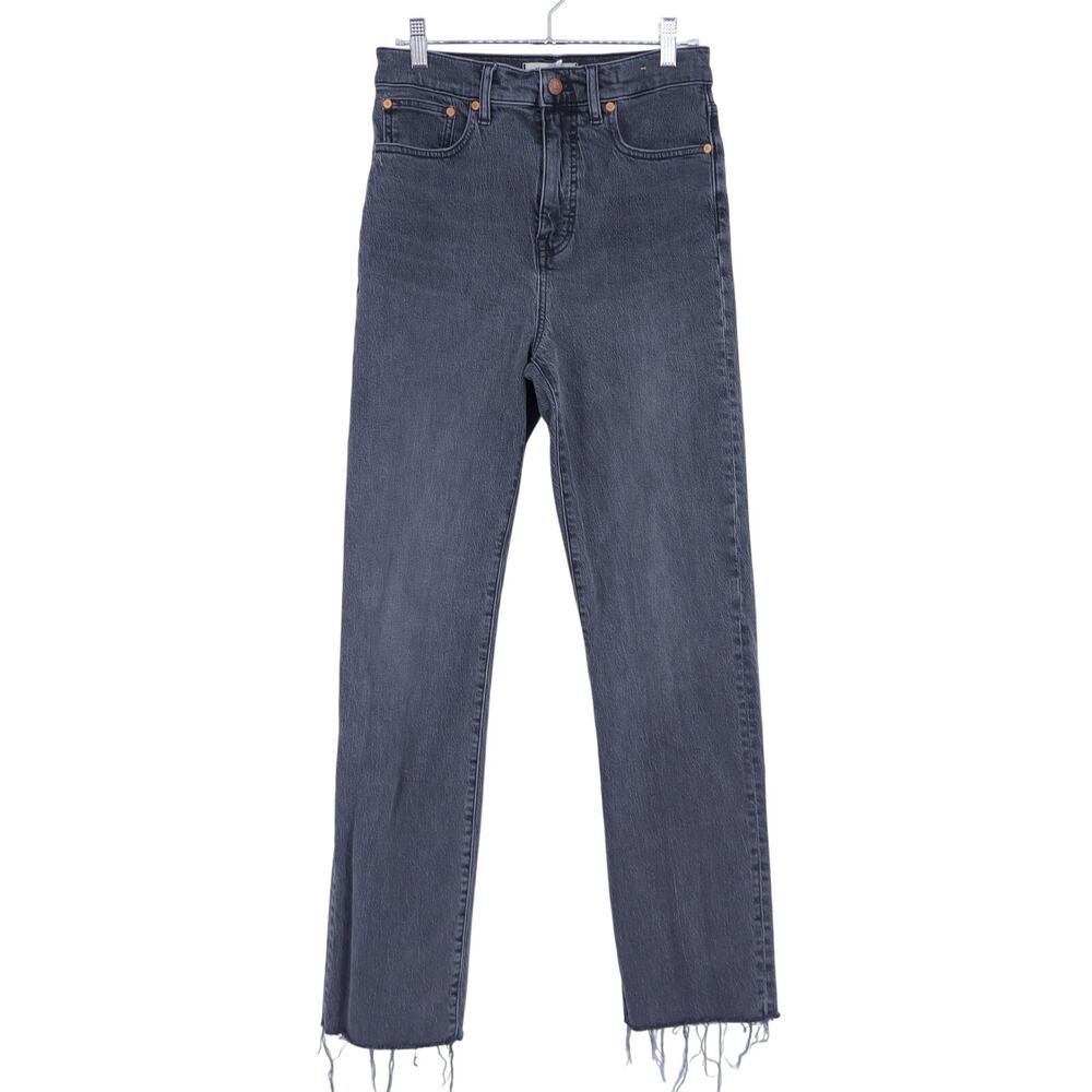 Madewell '90s Straight Crop Jean Black Benley Wash High Rise Raw Hem Women's 27T